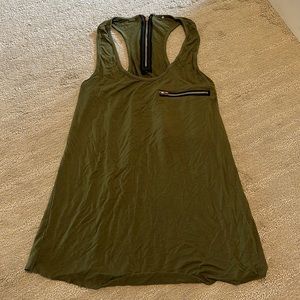 Racerback slinky tank top with zip pocket